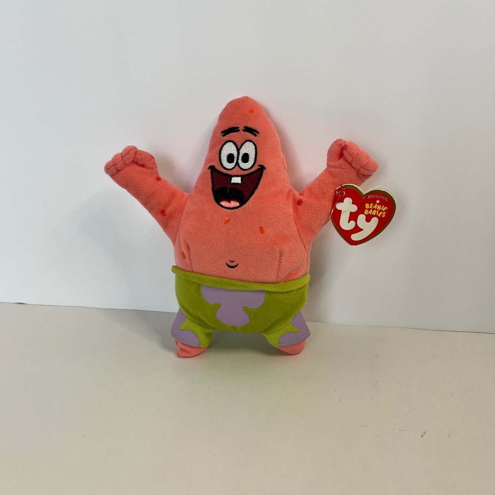 Ty Beanie Babies Patrick Star SpongeBob SquarePants Plush Pink Starfish 2016 7"